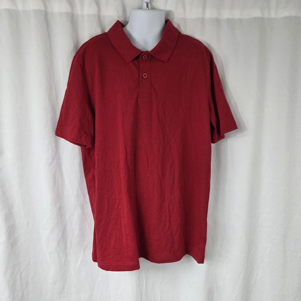 Old Navy Polo Shirt Kids 10-12 Red Tagless Jersey Basic Short Sleeve Top Casual